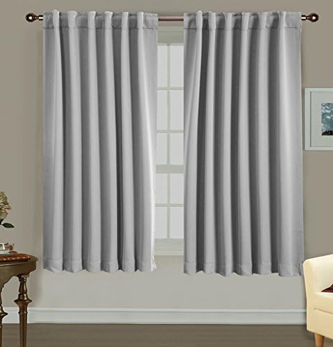 Window Rose 52-Inch-by-63-Inch Blackout Curtains with 7 Back Loops and 2 Tie Backs, Beige (Pack of 2)