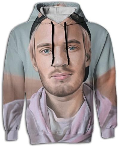 CHERINA RHEA Adult's Pullover Hooded Sweatshirt With Pockets 3D Full Printed Pewdiepie Design For Men Women