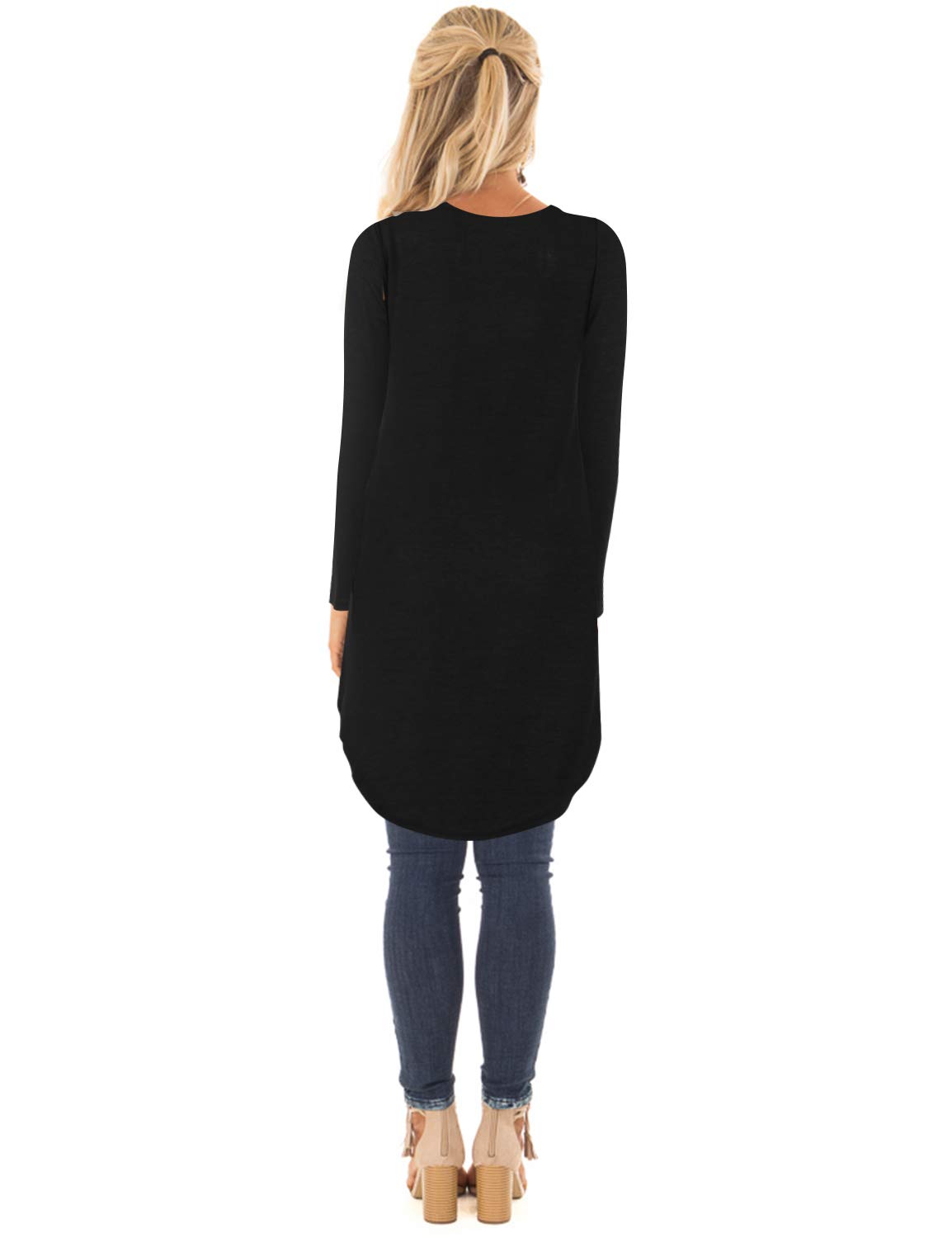 Blooming Jelly Women\'s Oversized Jumper O Neck Long Sleeve Top Asymmetric High Low Knit Sweater (Black, S=UK6/8)