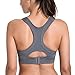 SYROKAN Women's Sports Bra Front Adjustable High Impact Support Padded Wireless Racerback Plus Size Running Bra Grey 38DD