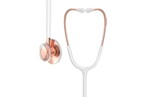 Clairre Rose Gold Stethoscope, Gift for Nurses, Doctors & Medical Students, Dual Head for Home Health Use with Accessories Name Tag (Without EVA Case, Pearl White)