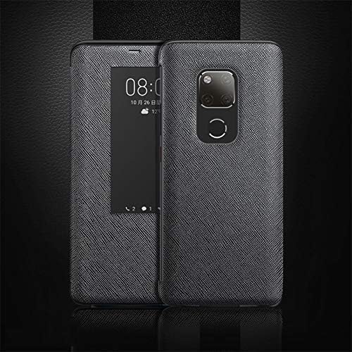 ZHANGTAI Phone Back Cover Cross Texture Horizontal Flip Leather Case for Huawei Mate 20 X, with Call Answering Function & Sleep/Wake-up Case Cover Sleeves (Color : Black)