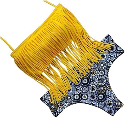 Swimwear, Bestpriceam Women Tassel Bikini Set Push-up Padded Swimsuit Two-Piece Bathing Suits #2097 (M (US 2~4/B CUP), Yellow)