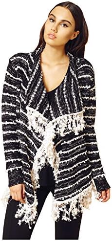 LADIES KNIT SWEATER GRAPHITE FRINGE (M/L)