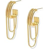 Snake Chain Tassel Earrings for Women Geometric Drop Earrings Statement Dangling Earrings Layered Long Tassel Earrings Jewelry For Women Gift