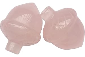 Bacatgem 2 Pcs Natural Rose Quartz Pocket Hazelnut Figurine Decor Gemstone,1 Inchs Reiki Balancing Crystal and Healing Palm Stones