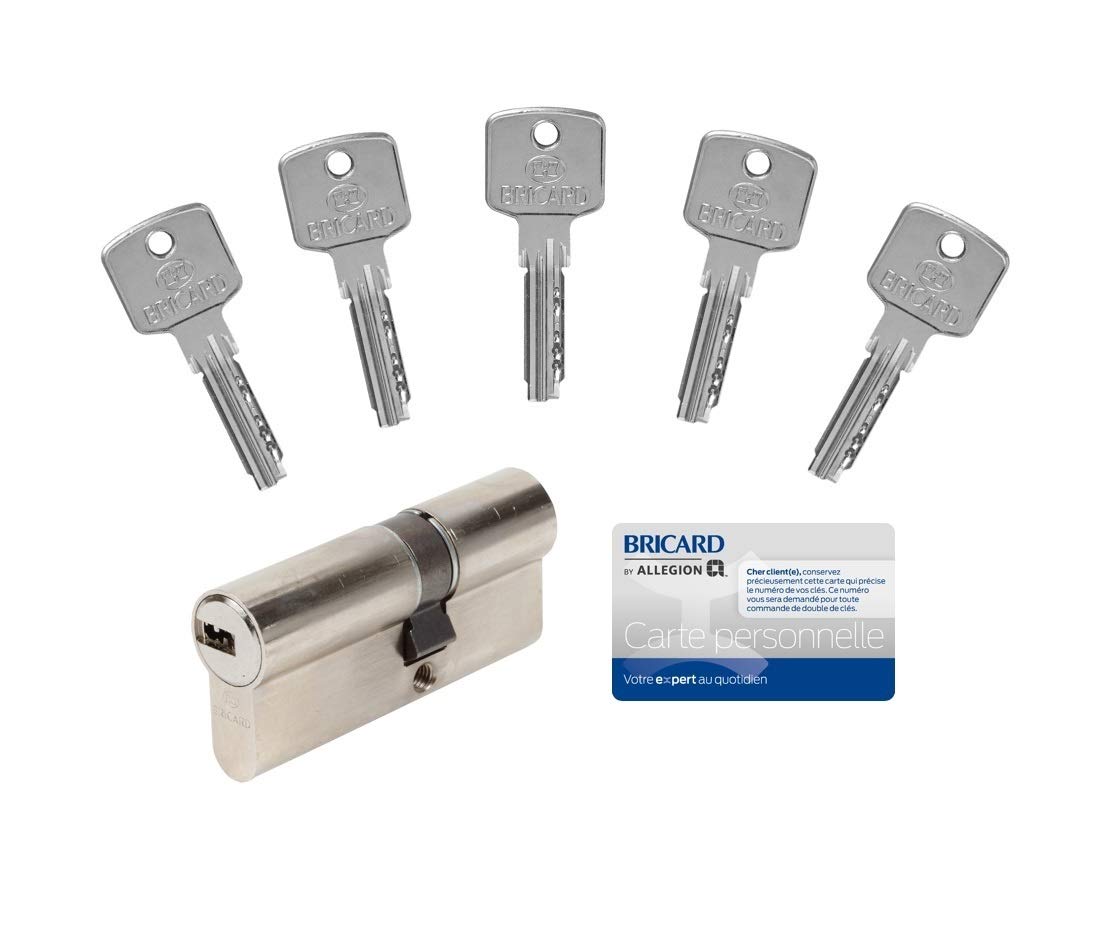 Bricard 15106 Cylinder A6, 30 + 40 Breakaway 5 Keys Nickel-Plated