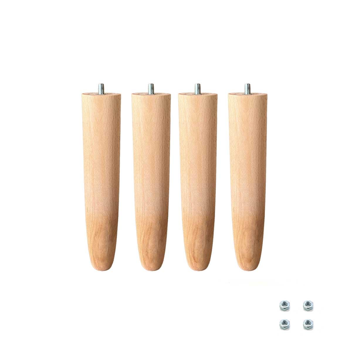 Cortassa Set of 4 Slatted Legs - Universal Beech Legs (27 cm) - Brown
