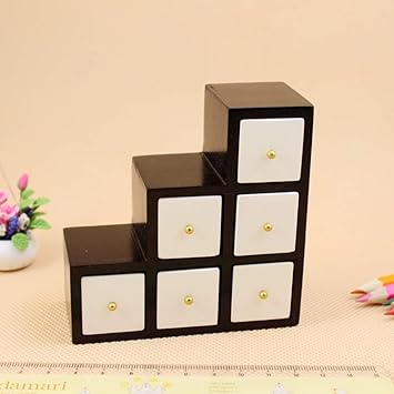RONSHIN 1:12 Simple Mini Wooden Multigrid Staircase Cabinet for Doll Furniture