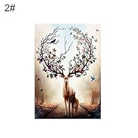 bjlongyi Moden Art Painting on Wall,Watercolor Deer Canvas Frameless Painting Living Room Home Decor 2# 21x30cm