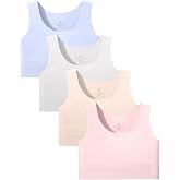 Sascina Girls Training Bras 7-12 Seamless First Bra, Chest Double Lined | Girls Sports Bras Longline Crop, No Pads, High-Back Coverage, Soft Pull-On, Gentle on Sensitive Skin, Layer or Wear Alone