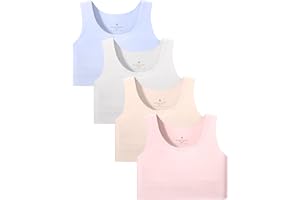 Sascina Girls Training Bras 7-12 Seamless First Bra, Chest Double Lined | Girls Sports Bras Longline Crop, No Pads, High-Back Coverage, Soft Pull-On, Gentle on Sensitive Skin, Layer or Wear Alone