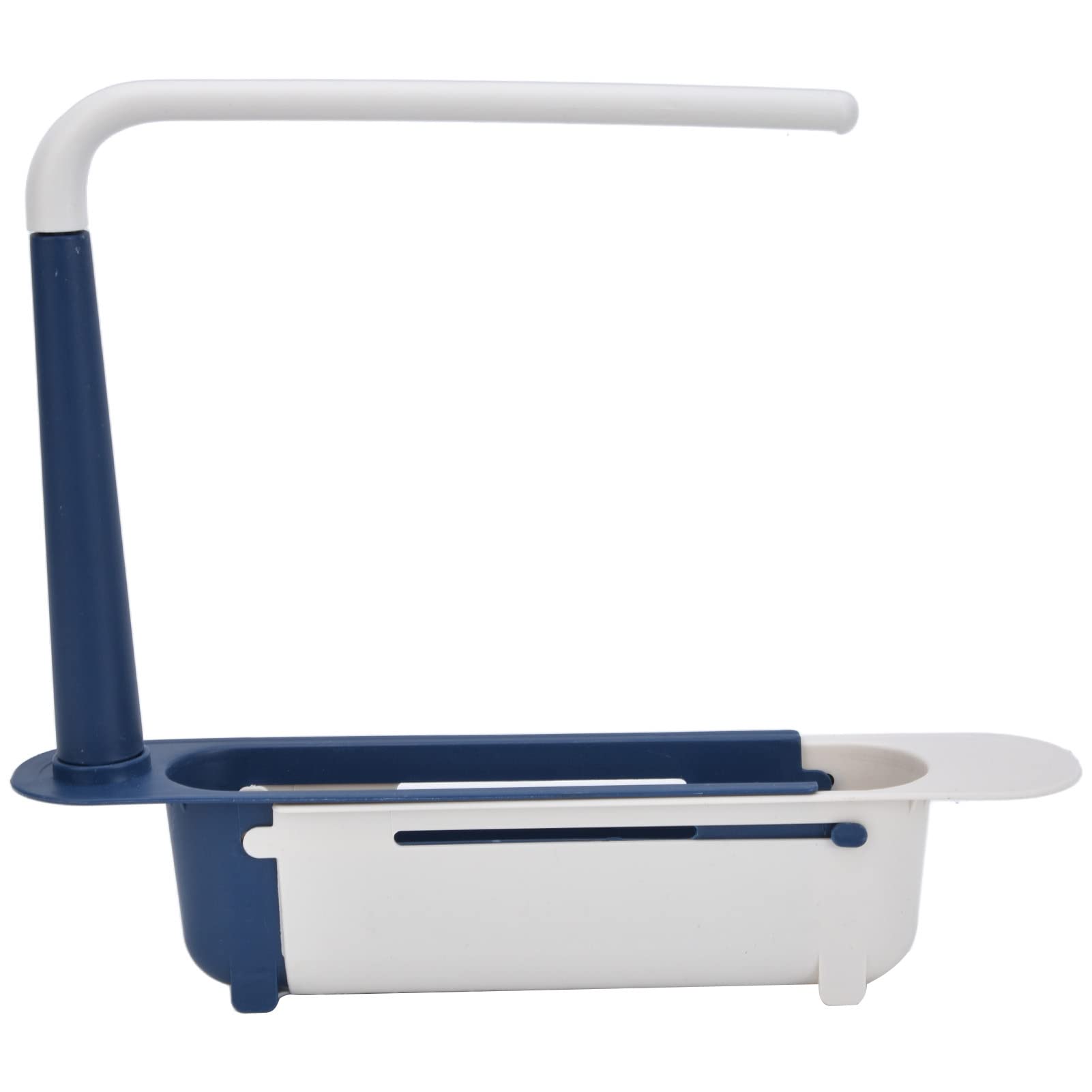 Zerodis Telescopic Sink Storage Rack, Length Freely Adjustable Large Capacity PP Sink Organizer with Tray, Expandable Drain Basket Holder for Kitchen Sink, 5 Colors for Choose, 12.6-17.7 Inch(blue)
