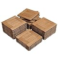 Yaheetech 27PCS Deck Tiles Interlocking Wood Composite Decking Flooring Patio Pavers Tiles Solid Wood and Plastic Indoor Outdoor 12 x 12"
