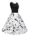 OUGES Women's 1950s Sleeveless Patchwork Vintage Dress,Black and Flower,Small