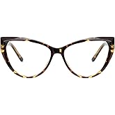 QECEPEI Blue Light Glasses Cateye Women Fake Eyeglasses Anti Eye Strain Computer Glasses Clear Lens