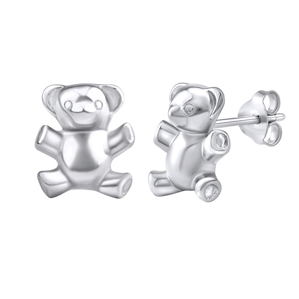 SILVEGO - PRM11269 - Women 925 Sterling Silver Earrings Teddy Bear Stud Earrings