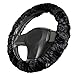 Zone Tech Luxurious Non-slip Car Decoration Steering Wheel Plush Cover – Black Authentic Sheepskin Thermal Steering Wheel Cover
