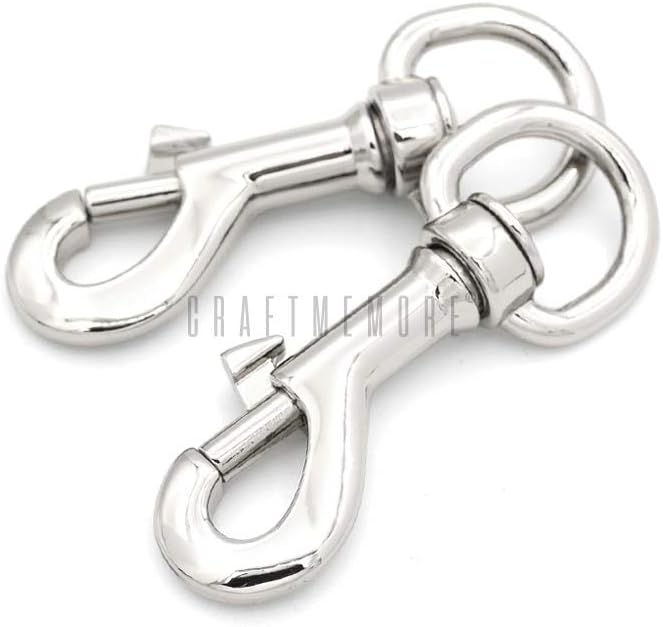 CRAFTMEmore 2PCS 45 x 18 mm Swivel Round Eye Slide Bolt Snap Hook Keychains Purse Accessories Hardware (Silver)