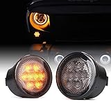 Xprite LED Turn Signal Light Smoked Lens Signal Assembly for 2014-2018 Jeep Wrangler JK JKU