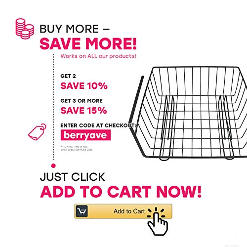 Berry Ave Multipurpose Metal Wire Storage Basket (Black) Counter Fruit Stand, Mail Organizer, Kitchen Produce Holder | Strong, Heavy-Duty Rack | Well-Balanced Frame - Thumbnail 6