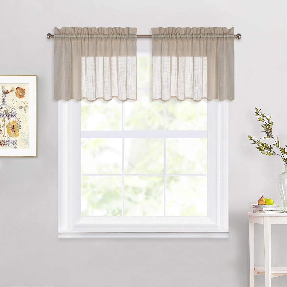 Home Decor Valance Solid Color Rod Pocket Faux Linen Textured Swags For Small Window Nicetown Kitchen