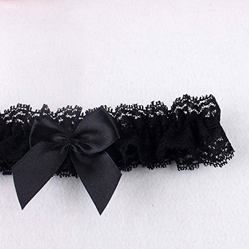 Black Bridal Garter with Bow for Bride Toss Garter Lace Wedding Garter Plus Size