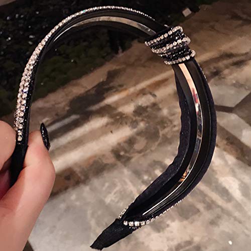 2pcs Headbands Women Hair Head Band with Diamonds Middle Knotted and Twisted Headband Fashion Cute Hairbands Hair Accessories for Girls and Women