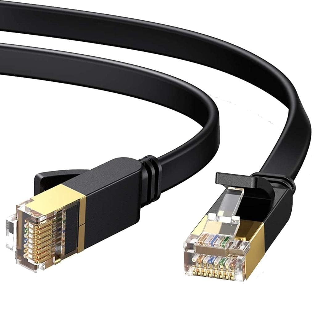 3DBUYER Cat7 Ethernet Cable, Patch Cord Flat Gigabit Network LAN Cable High Speed 10gbps Internet Cable for Xbox, PS4, PS3, Modem, Router, LAN, Switch Black(20M)