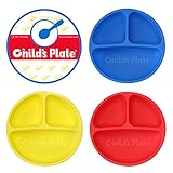 Baby / Toddler Divided Plate Microwave Safe 100% Silicone FDA Certified BPA Free 3 Pack