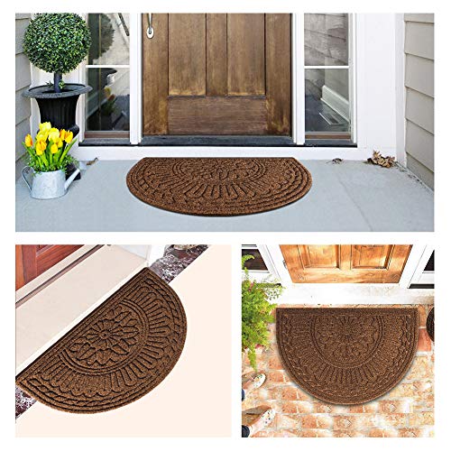 image for Mibao Half Round Entrance Door Mat, 24 x 36 inch Winter Durable Large 