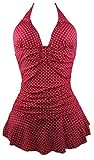 Spring Fever Women's Vintage Polka Dot One Piece Pin Up Monokinis Swimsuit