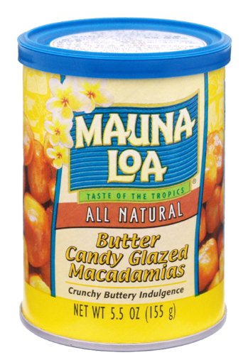 Mauna Loa Macadamias, Butter Candy Glazed, 5.5-Ounce Containers (Pack of 6)