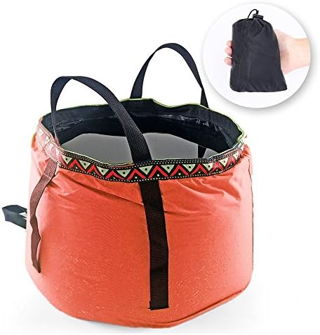 Collapsible Washing Up Bowl Bag, Waterproof Folding Bucket Basin MONOJOY Leakproof Lightweight Handle Collapsible Water Carrier Container for Outdoor,Lightweight, Foldable, Portable (Orange, 12L)