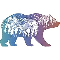 Pretty Pastel Ombre Hipster Art Drawing - Outdoor Wilderness Bear Vinyl Decal Sticker (4" Wide)