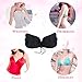Adhesive Bra, Push Up Strapless Bra with Drawstring Reusable Invisible Silicone Backless Bras for Women, Black, Cup D