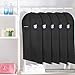 Esonmus 5 Pack Premium Breathable Black Non-woven Fabric Garment Cover Bags with Clear PVC Windows & Anti-off Zipper For Suit, Dress, Clothes, Pants ,50
