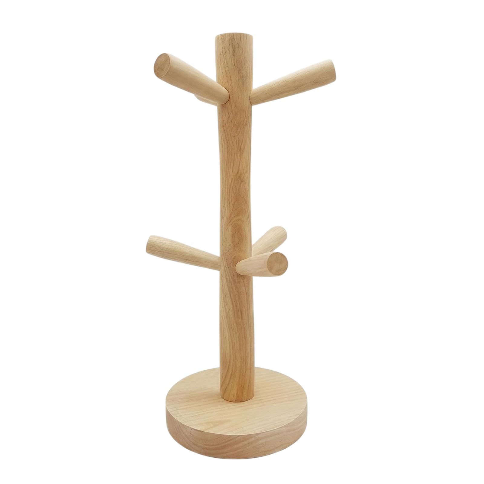 Wooden Mug Tree Stand Coffee Cup Tree Hooks Holder Teacup Stand Cup Tree for Kitchen Countertop Storage