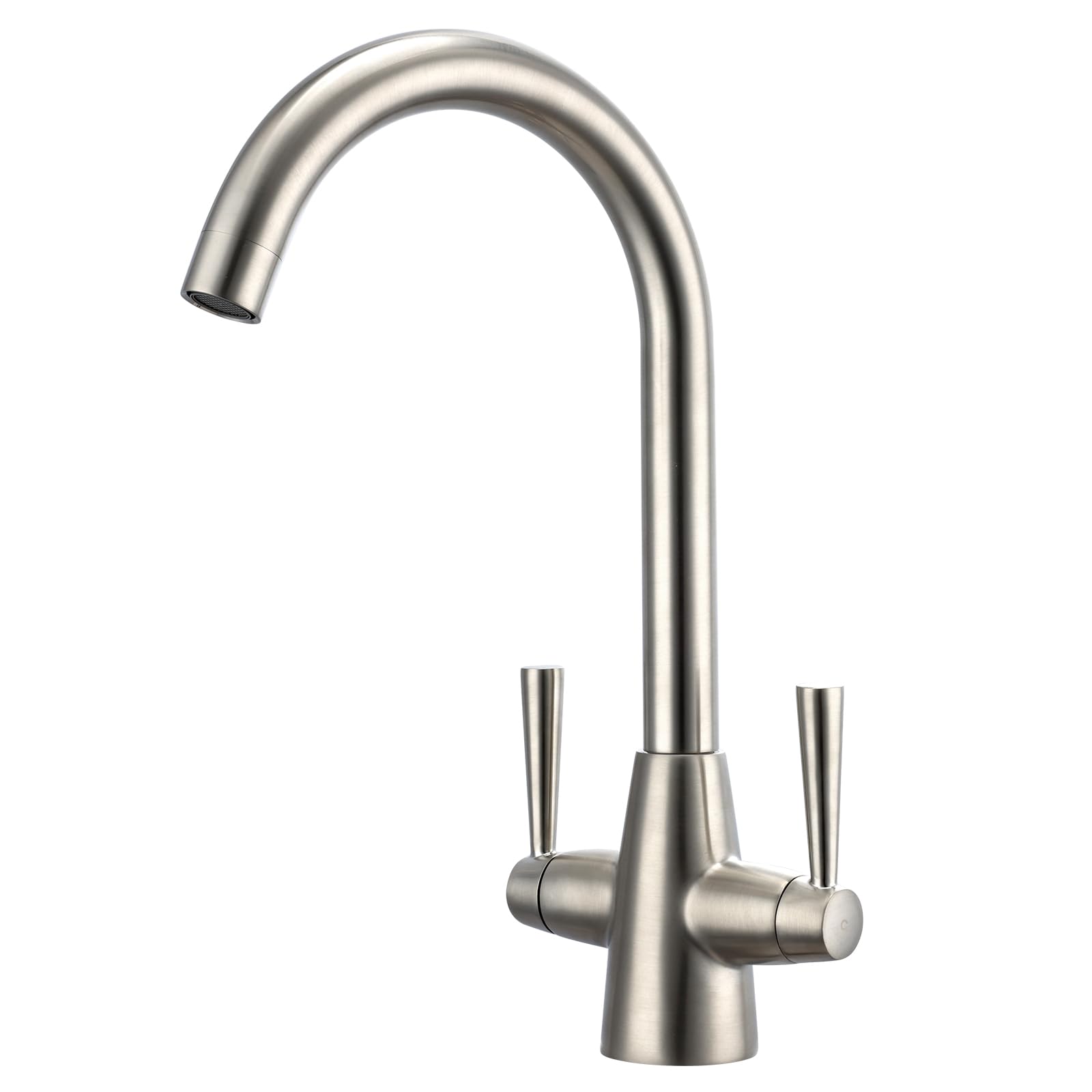 Peppermint Kitchen Taps Mixer Brushed Nickel Kitchen Tap Dual Lever Brushed Steel Mixer Taps for Kitchens Sink 1 Hole Streamlined Vintage Stainless Steel Mixers Tap for Sink