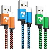 USB Type C Cable Fast Charging Cable Aioneus 6FT 3Pack Charger Cable Nylon Braided Charging Cord Compatible Samsung Galaxy A20e A10e A50 A70 A40 A20 S8 S9 S10 Note 9 8, Moto G6 G7 Z3, Z4, LG, Huawei