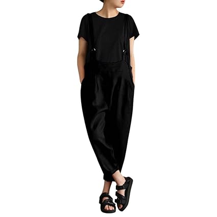 Sunnywill Damen Mode Frauen Strap Overalls Taschen Lange Haremshosen LäSsige Baumwollhose
