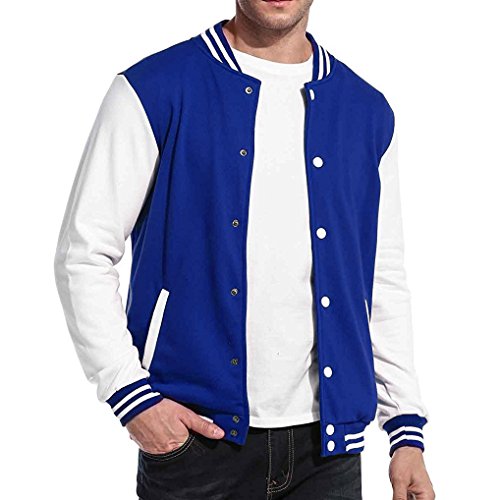 Maximos USA Men's Premium Vintage Baseball Letterman Varsity Jacket (3XL, Blue White)
