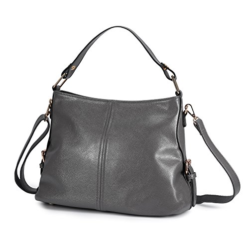 Women's Leather Handbag Top Handle Purse for Ladies Crossbody Hobo Bag Shoulder Tote Grey