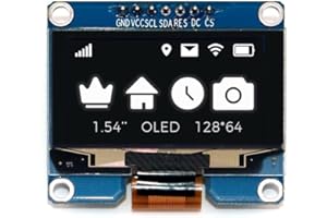 ELECSUNG HUAYU 1.54'' OLED 7PIN 128×64 SPI OLED LCD Display Module with Metal pin SSD1306 Driver (White color)