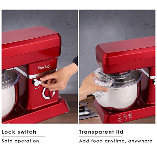 Stand Mixer, 600W Tilt-Head Kitchen Electric Food Mixer with 6-Speed Control, 5-Quart Stainless Steel Bowl, Dough Hook, Whisk, Beater, Splash Guard (red)