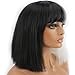 WeKen Halloween Wig Women Short Bob Kinky Straight Full Bangs Synthetic Black and White