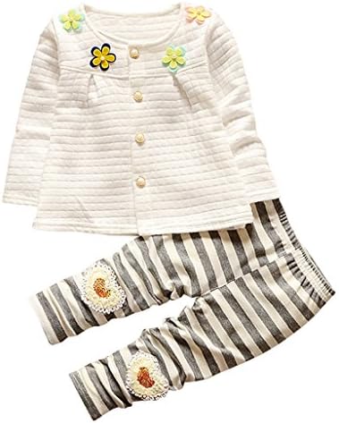 Toddlers Kids Girls Cardigan Top Leggings Pant Clothing Set Outfits(12-18 Months,White)