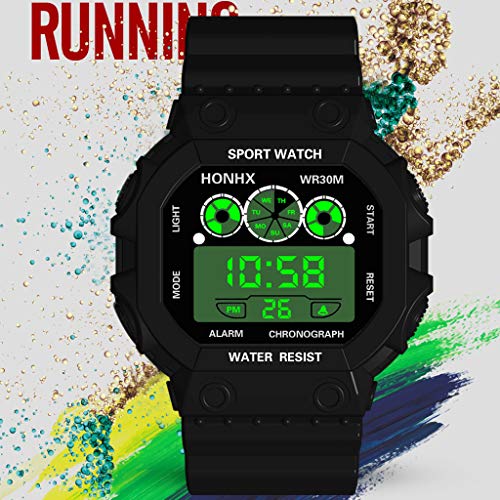 Mens Military Watch Stopwatch,Luxury Three Eyes Analog Digital Sport LED Waterproof Luminous Wrist Watch(Black) - Thumbnail 3