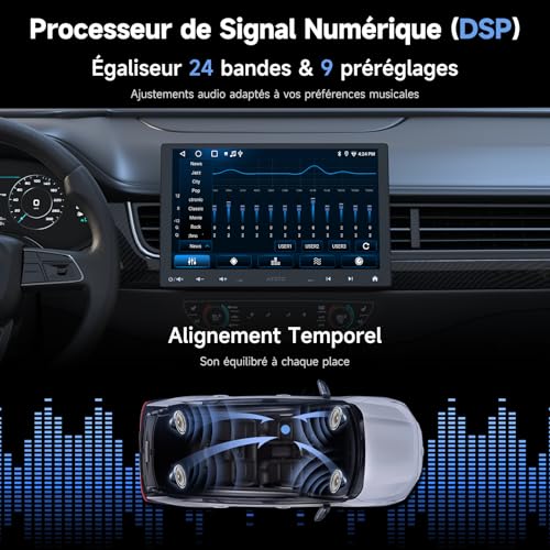 ATOTOEXCEL A5L 10.1 Inch 2 DIN & 1 DIN Adaptive Android Car Radio, Floating Screen Car, CarPlay & Android Auto Wireless, 24 Bands, GPS Tracking, Rear View Camera, HD LRV, 2G+32G, DSP/FM/RDS