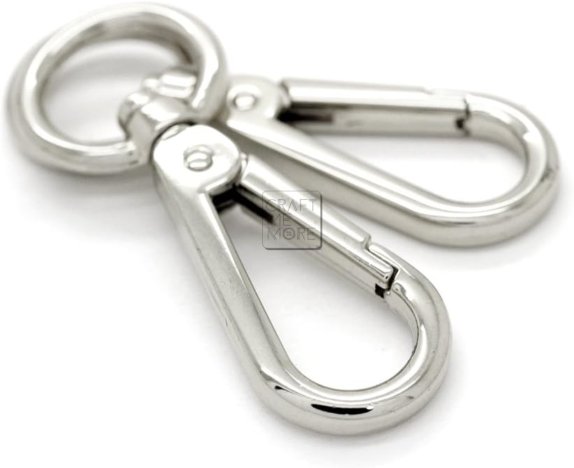 CRAFTMEmore 10PCS 1/2" Round Eye Push Gate Swivel Snap Hooks Metal Purse Hardware (Silver)